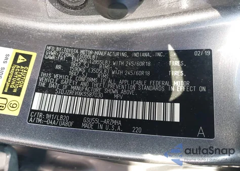 2019 Toyota Highlander Xle from USA, damaged, VIN 5TDJZRFHXKS587030